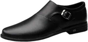 Men's Oxford Lace-Up Dress Shoes, Leather Pointed Tip Formal Shoes, Non-Slip Low Top Block Heel, Comfortable Business & Wedding Shoes for Men