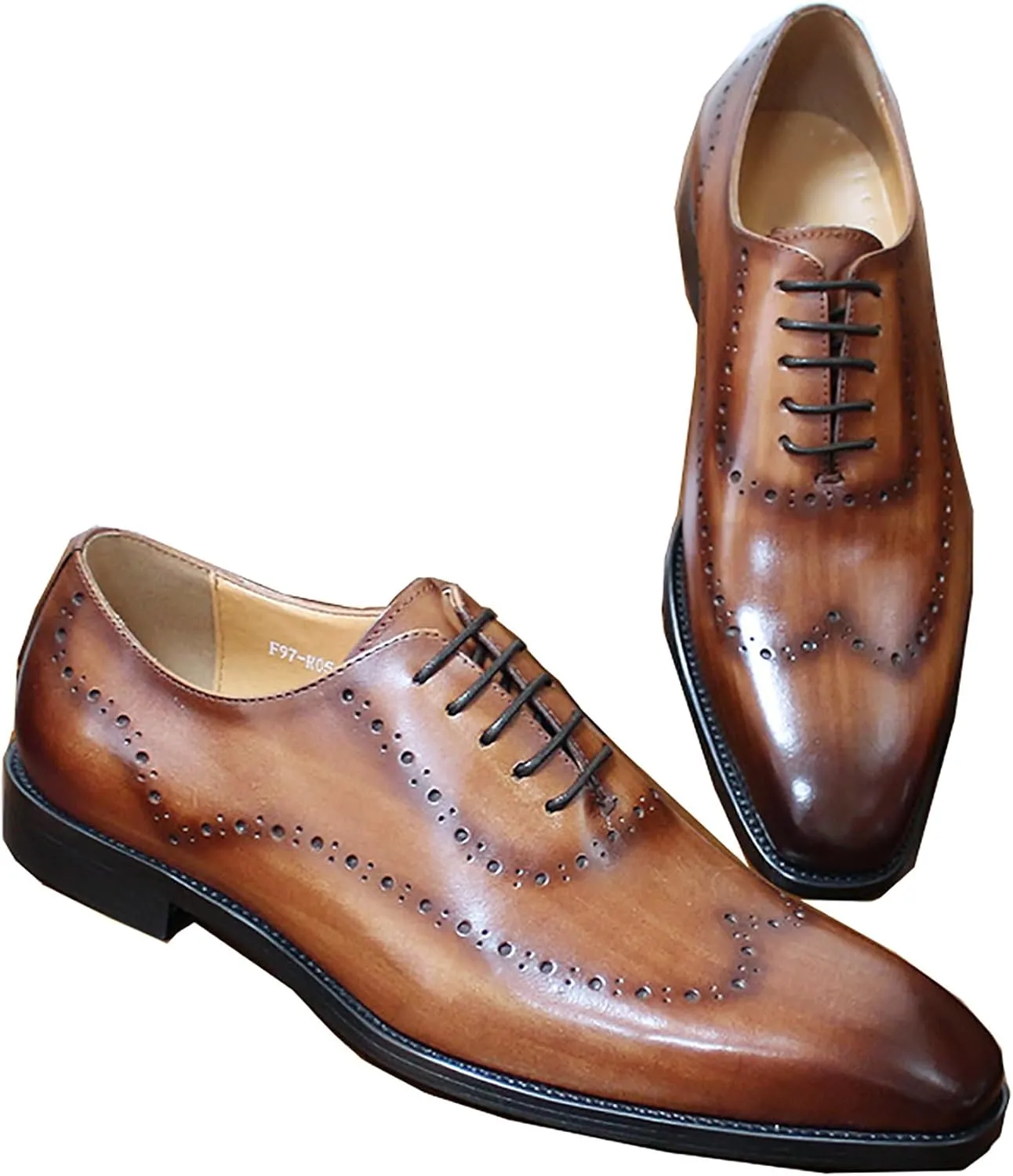 Mens Oxfords Casual Dress Formal Handmade Genuine Leather Brogues Derby Wedding Fashion Walking Shoes for Men