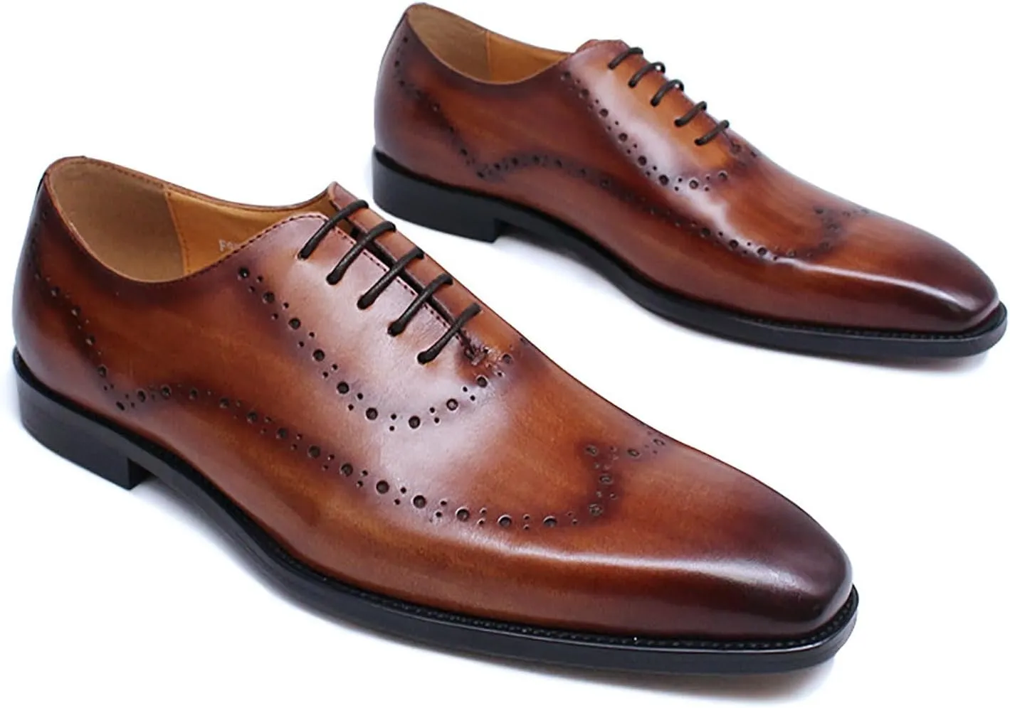 Mens Oxfords Casual Dress Formal Handmade Genuine Leather Brogues Derby Wedding Fashion Walking Shoes for Men