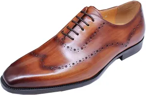 Mens Oxfords Casual Dress Formal Handmade Genuine Leather Brogues Derby Wedding Fashion Walking Shoes for Men