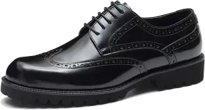 Men's Oxfords Casual Dress Wight Brogues Shoes Genuine Leather Derby Fashion Formal Tuxedo Walking Shoes for Men