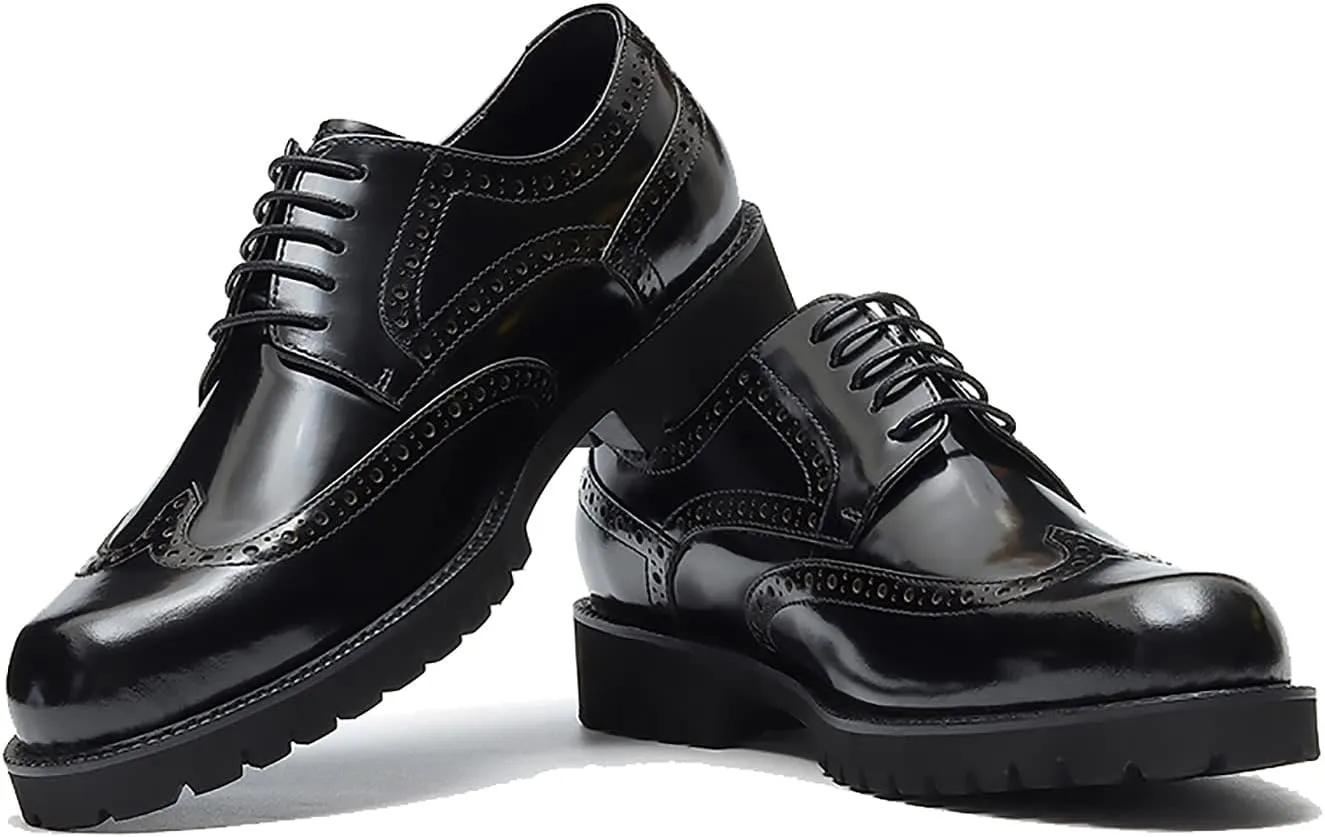 Men's Oxfords Casual Dress Wight Brogues Shoes Genuine Leather Derby Fashion Formal Tuxedo Walking Shoes for Men