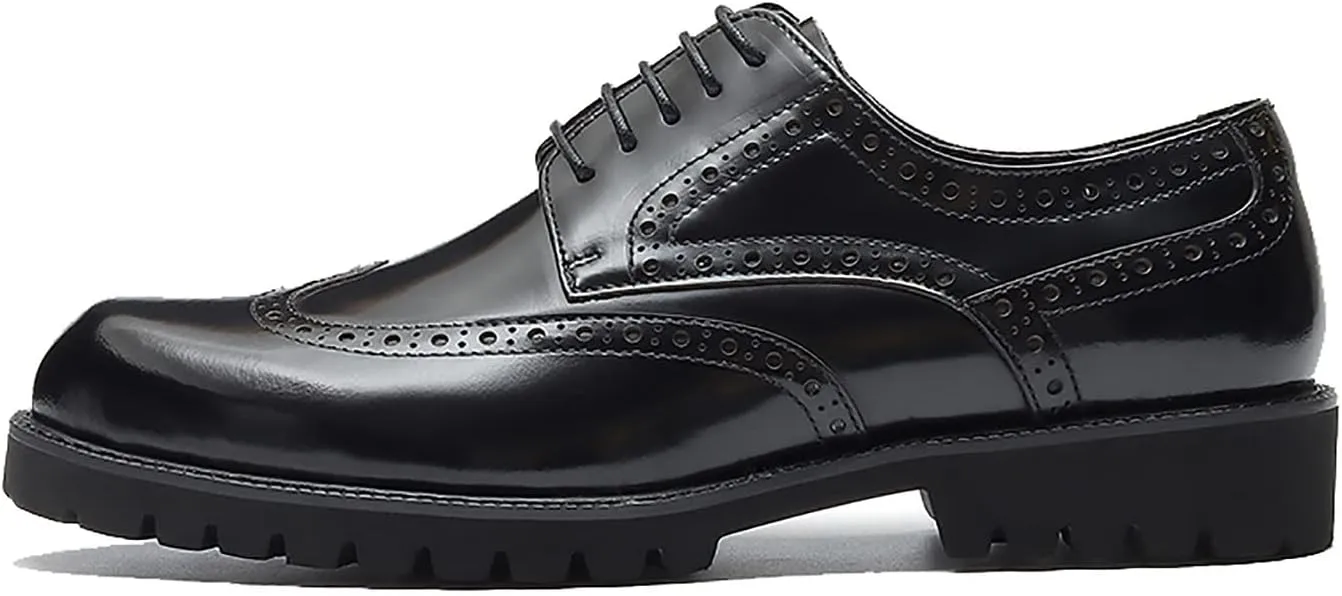 Men's Oxfords Casual Dress Wight Brogues Shoes Genuine Leather Derby Fashion Formal Tuxedo Walking Shoes for Men