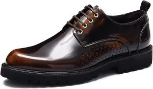 Men's Oxfords Fomal Dress Casual Shoes for Men Genuine Patent Leather Brogues Derby Business Fashion Walking Shoes