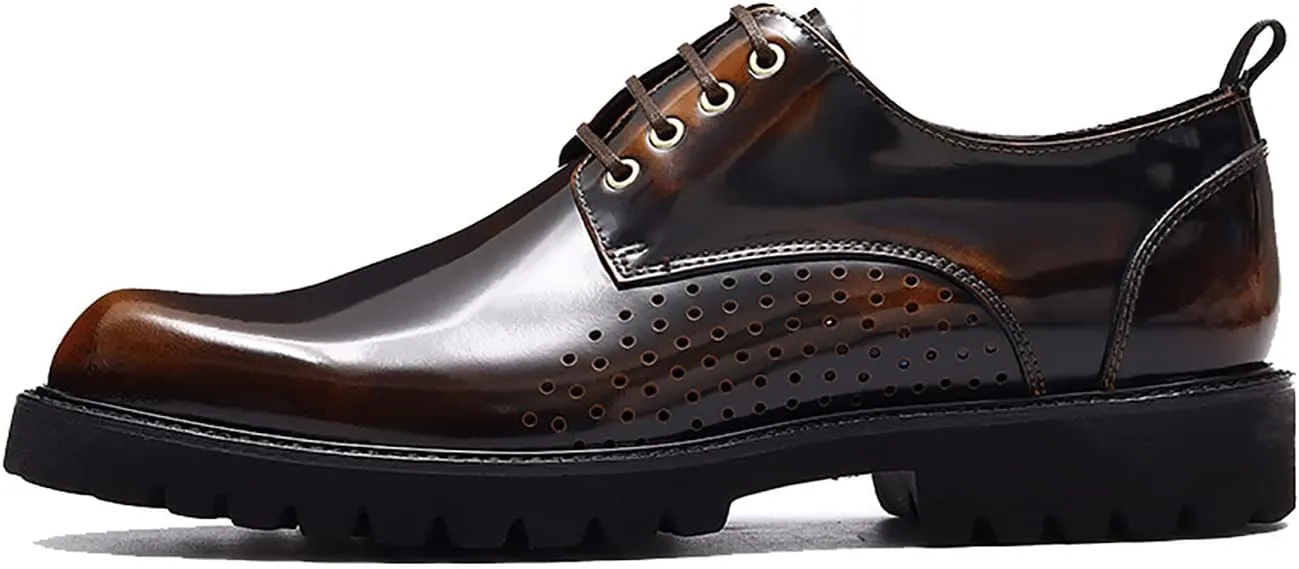 Men's Oxfords Fomal Dress Casual Shoes for Men Genuine Patent Leather Brogues Derby Business Fashion Walking Shoes
