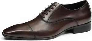 Mens Oxfords Fomarl Dress Genuine Leather Cap Toe Derby Fahion Business Casual Prom Wedding Comfortable Tuexdo Shoes for Men
