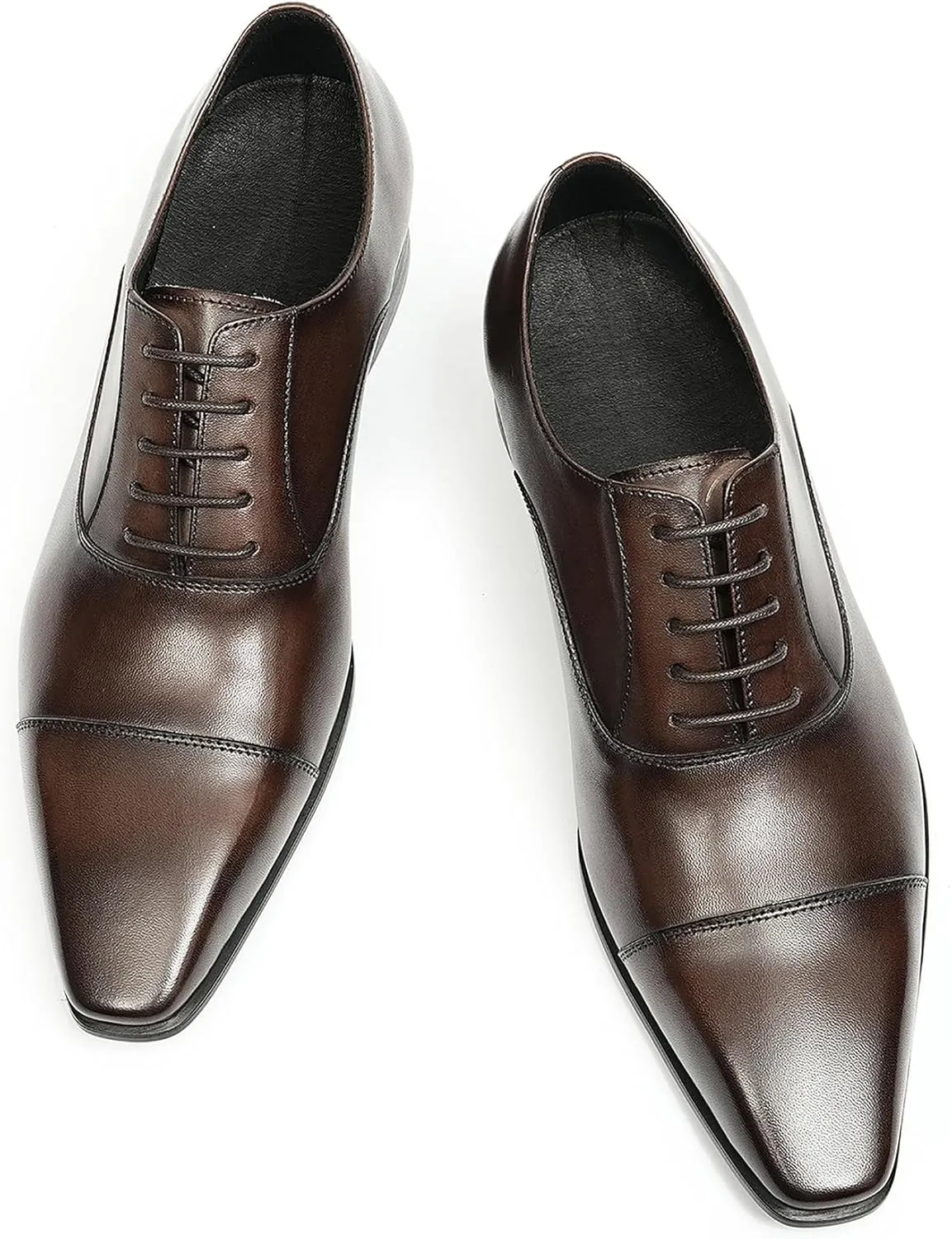 Mens Oxfords Fomarl Dress Genuine Leather Cap Toe Derby Fahion Business Casual Prom Wedding Comfortable Tuexdo Shoes for Men