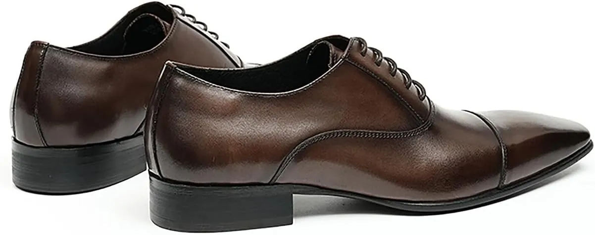 Mens Oxfords Fomarl Dress Genuine Leather Cap Toe Derby Fahion Business Casual Prom Wedding Comfortable Tuexdo Shoes for Men