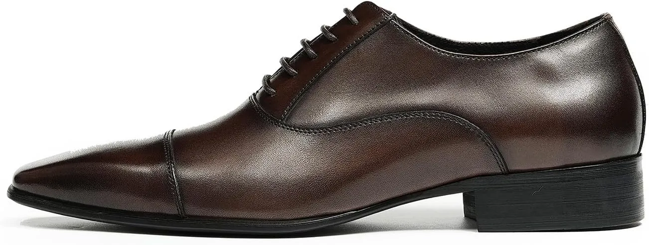 Mens Oxfords Fomarl Dress Genuine Leather Cap Toe Derby Fahion Business Casual Prom Wedding Comfortable Tuexdo Shoes for Men