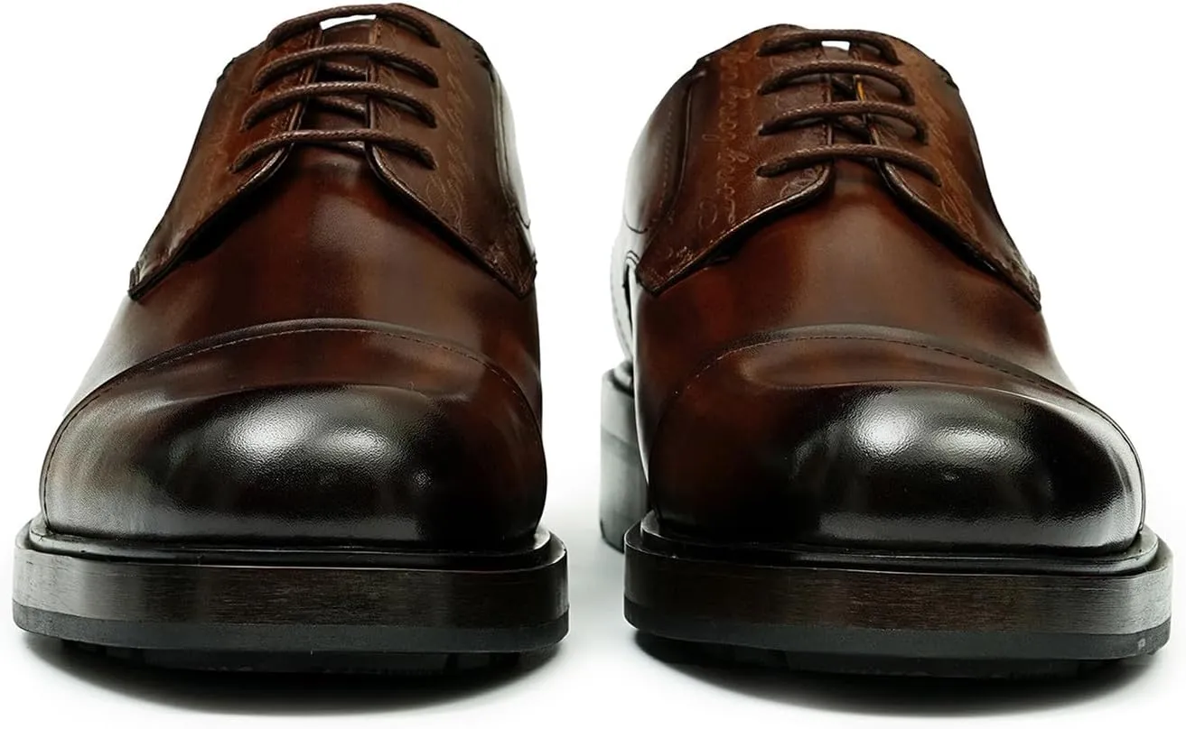 Mens Oxfords Formal Dress Derby Shoes Genunie Leather Cap Toe Modern Suit Shoes Fashion Prom Wedding Tuxedo Business Casual Lightweight Comfortable Shoes for Men