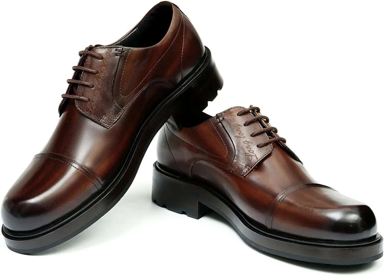 Mens Oxfords Formal Dress Derby Shoes Genunie Leather Cap Toe Modern Suit Shoes Fashion Prom Wedding Tuxedo Business Casual Lightweight Comfortable Shoes for Men
