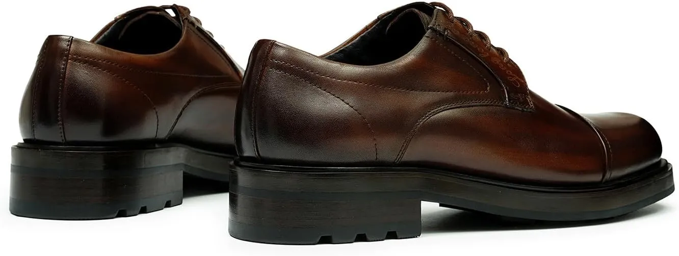 Mens Oxfords Formal Dress Derby Shoes Genunie Leather Cap Toe Modern Suit Shoes Fashion Prom Wedding Tuxedo Business Casual Lightweight Comfortable Shoes for Men