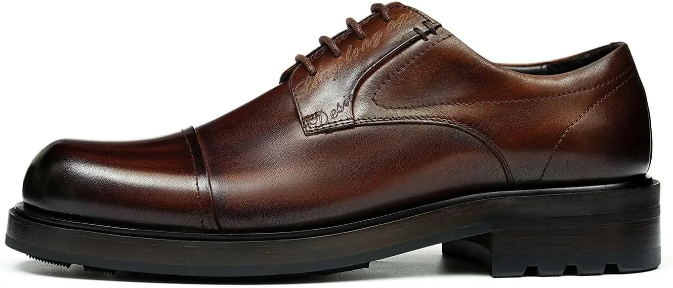 Mens Oxfords Formal Dress Derby Shoes Genunie Leather Cap Toe Modern Suit Shoes Fashion Prom Wedding Tuxedo Business Casual Lightweight Comfortable Shoes for Men