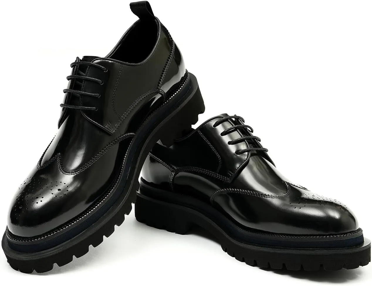 Mens Oxfords Formal Dress Genuine Leather Wingtips Brogues Derby Fahion Prom Wedding Business Casual Comfort Thick Sole Walking Shoes
