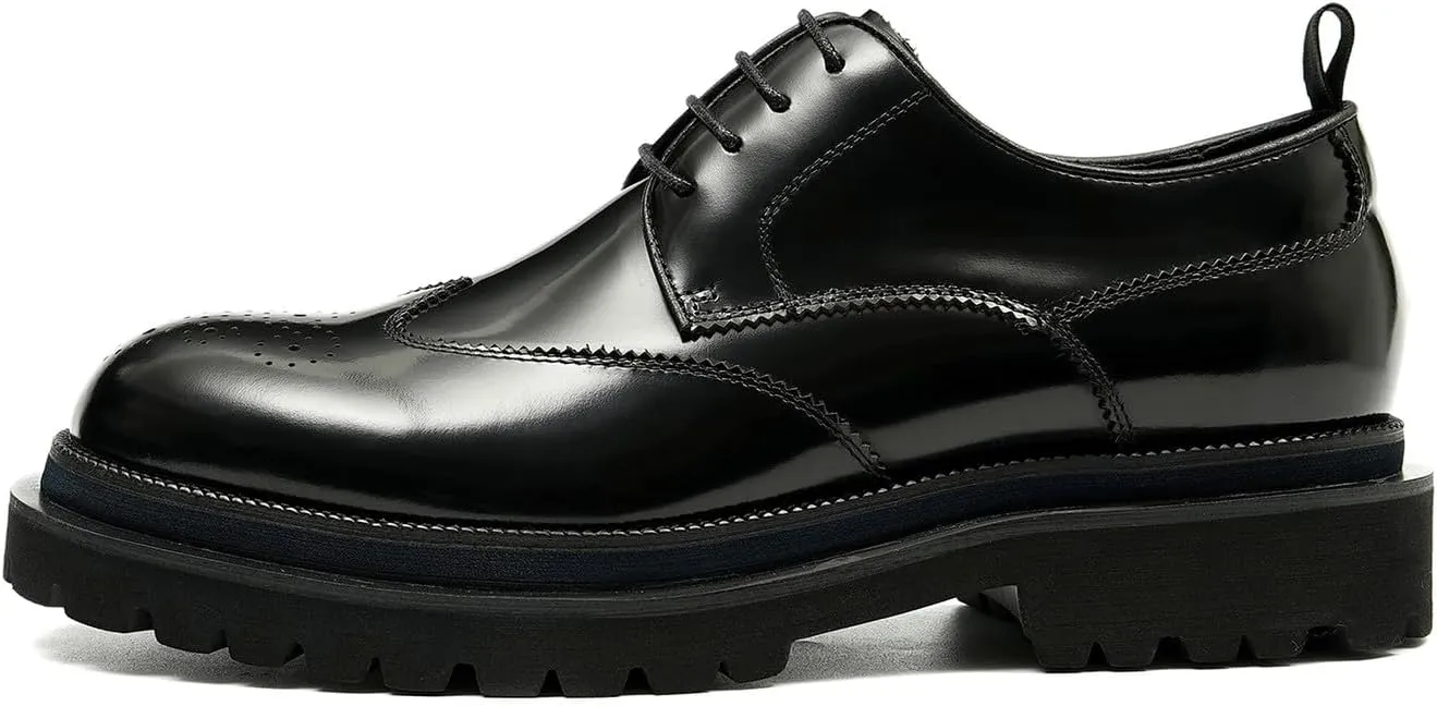 Mens Oxfords Formal Dress Genuine Leather Wingtips Brogues Derby Fahion Prom Wedding Business Casual Comfort Thick Sole Walking Shoes