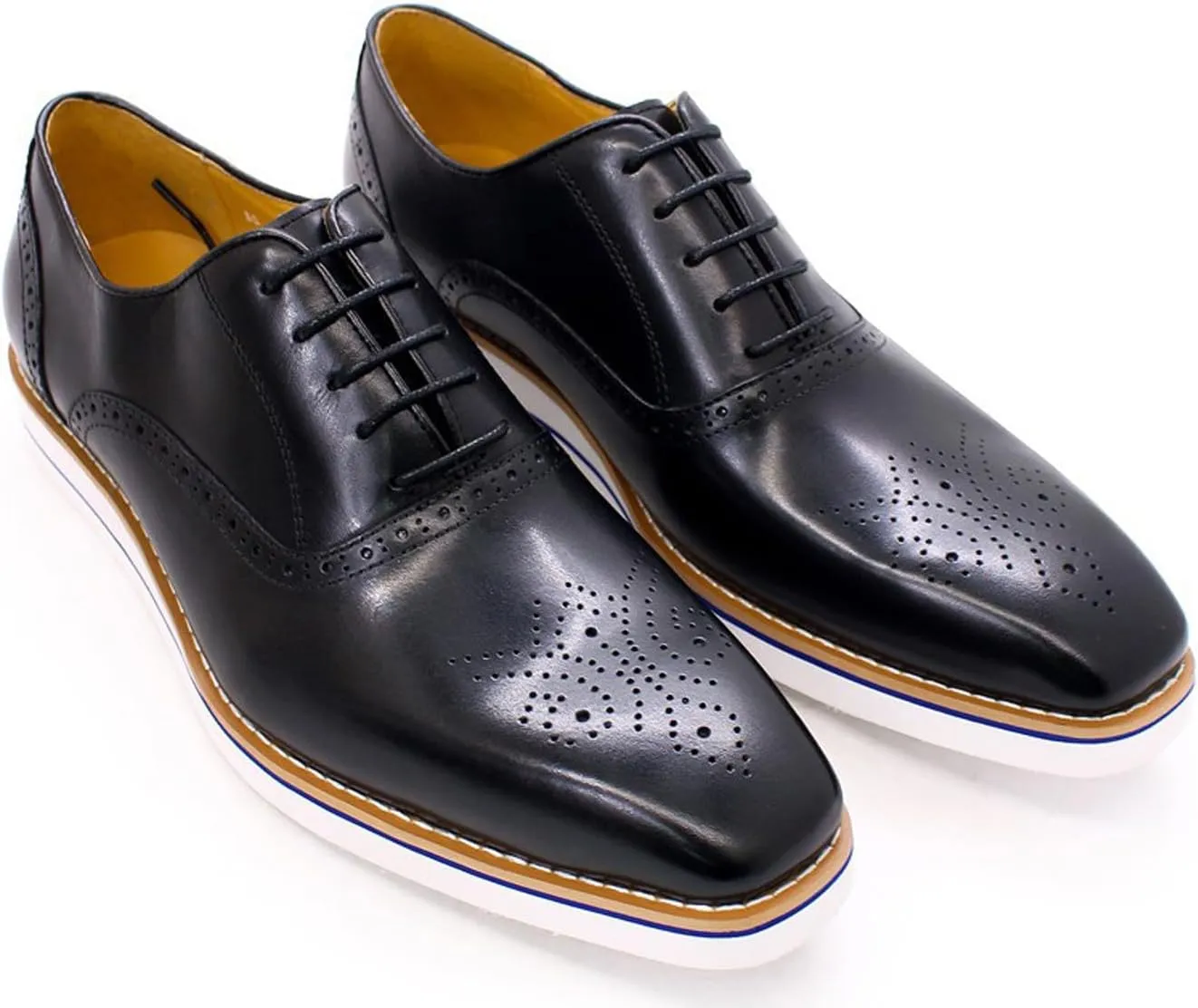Men's Oxfords Formal Dress Genunie Leather Wingtips Brogues Suit Shoes Men's Fashion Prom Wedding Business Causal Flat Derby Comfortable Tuxedo Shoes for Men