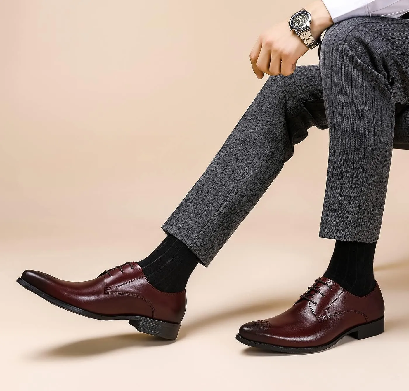 Men's Oxfords Formal Dress Leather Brogues Derby Business Prom Wedding Fashion Casual Walking Shoes for Men