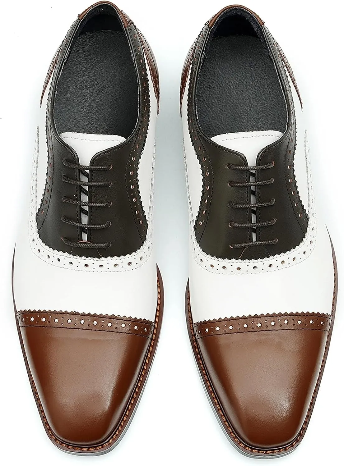 Men's Oxfords Formal Dress Leather Wingtip Brogues Derby Fashion Business Wedding Tuxedo Casual Walking Two Tone Oxford Prom Shoes for Men