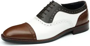 Men's Oxfords Formal Dress Leather Wingtip Brogues Derby Fashion Business Wedding Tuxedo Casual Walking Two Tone Oxford Prom Shoes for Men