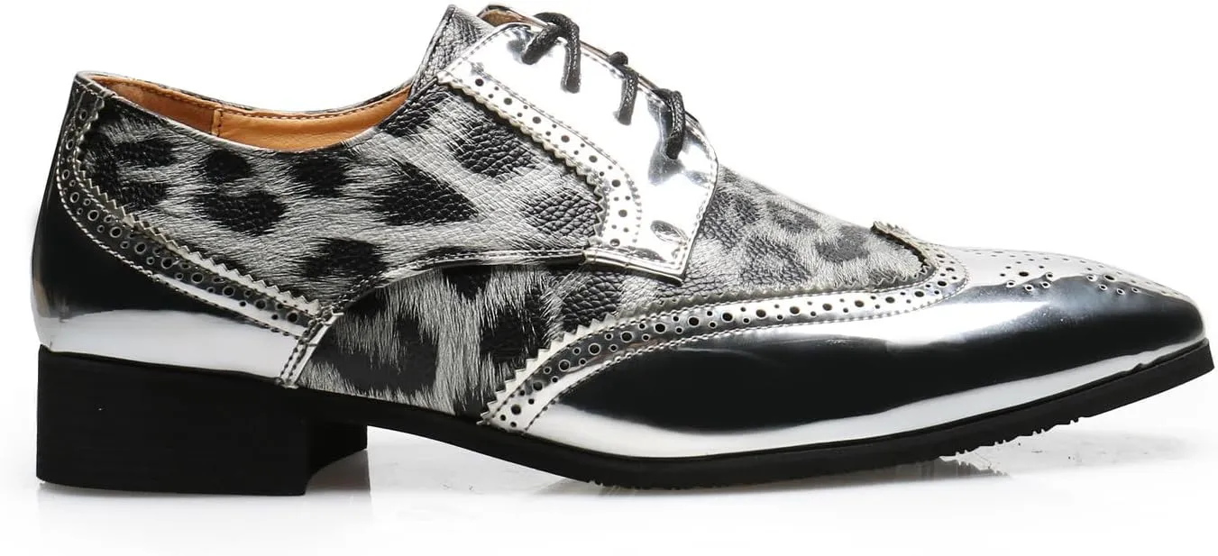 Mens Oxfords Formal Dress Leopard Texture Wingtip Derby Glossy Leather Shoes for Men Fashion Wedding Prom Modern Shoes Business Casual Tuxedo Luxury Shoes