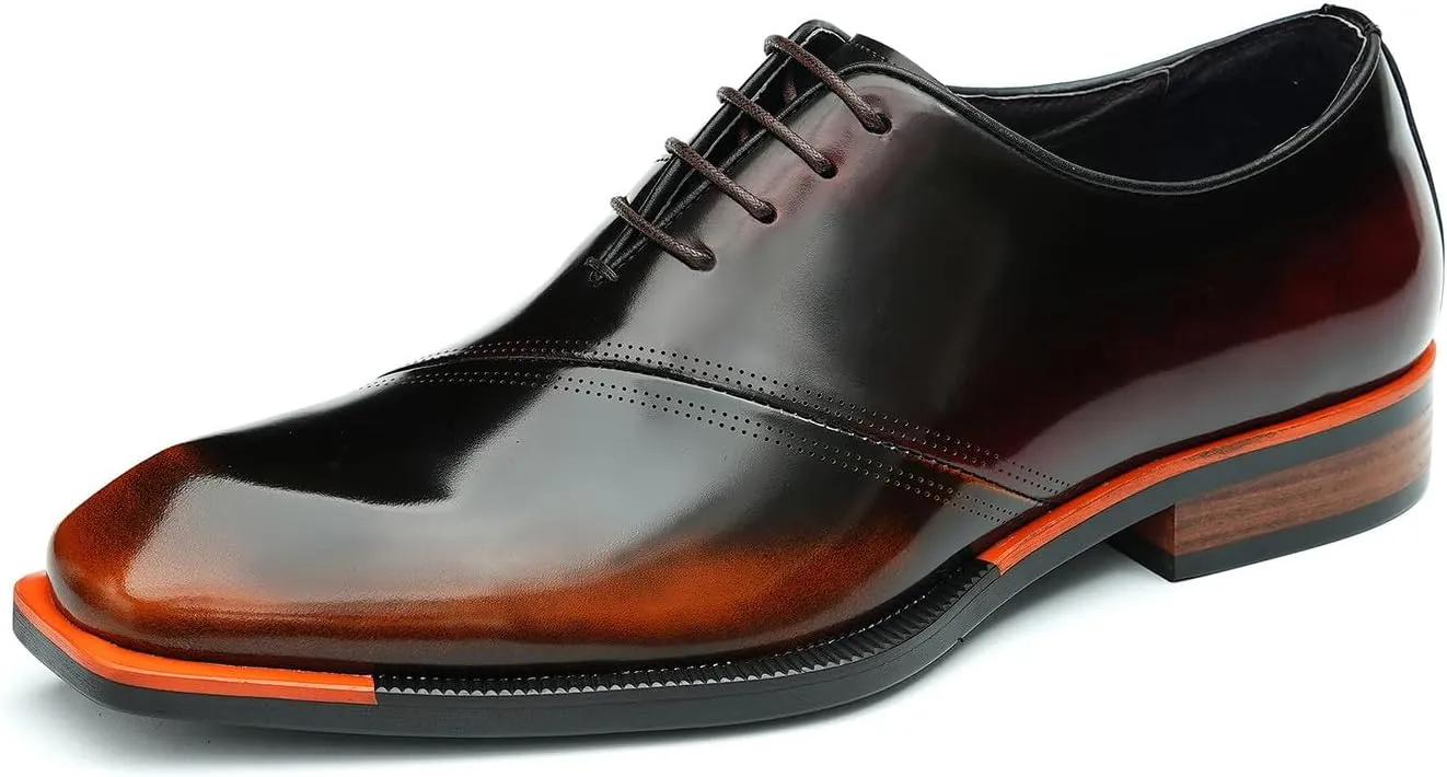 Men's Oxfords Formal Dress Patent Leather Derby Fashion Business Wedding Prom Tuxedo Casual Square Toe Oxford Walking Shoes for Men