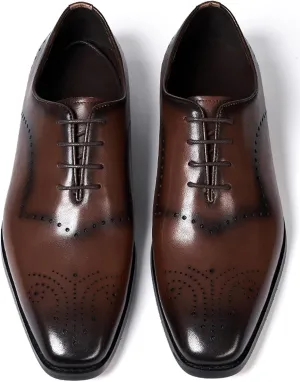 Mens Oxfords Formal Dress Suit Shoes Genunie Leather Wingtip Brogues Modern Shoes Men's Fashion Prom Wedding Business Casual Derby Comfortable Tuxedo Shoes for Men
