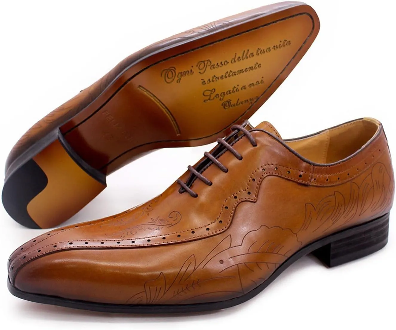 Mens Oxfords Genunie Leather Formal Dress Suit Shoes Wingtip Brogues Modern Luxury Derby Fashion Prom Wedding Business Casual Comfortable Tuxedo Shoes for Men