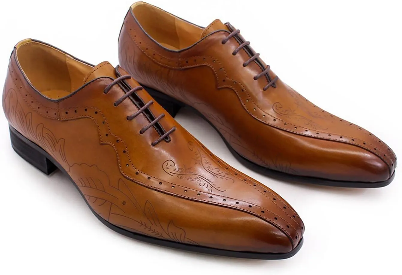 Mens Oxfords Genunie Leather Formal Dress Suit Shoes Wingtip Brogues Modern Luxury Derby Fashion Prom Wedding Business Casual Comfortable Tuxedo Shoes for Men