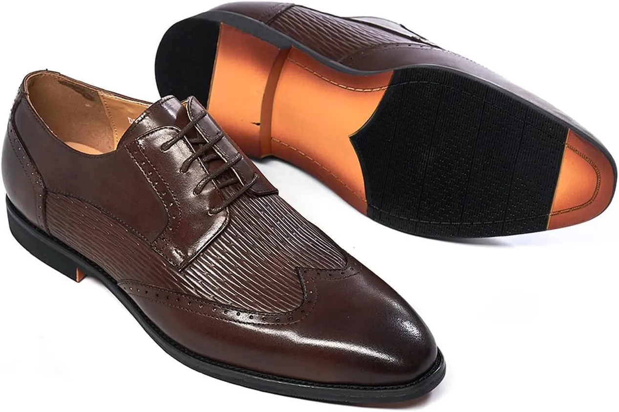 Mens Oxfords Shoes Formal Dress Derby Genunie Leather Wingtip Toe Modern Suit Shoes Men's Fashion Prom Wedding Business Causal Comfortable Tuxedo Shoes for Men