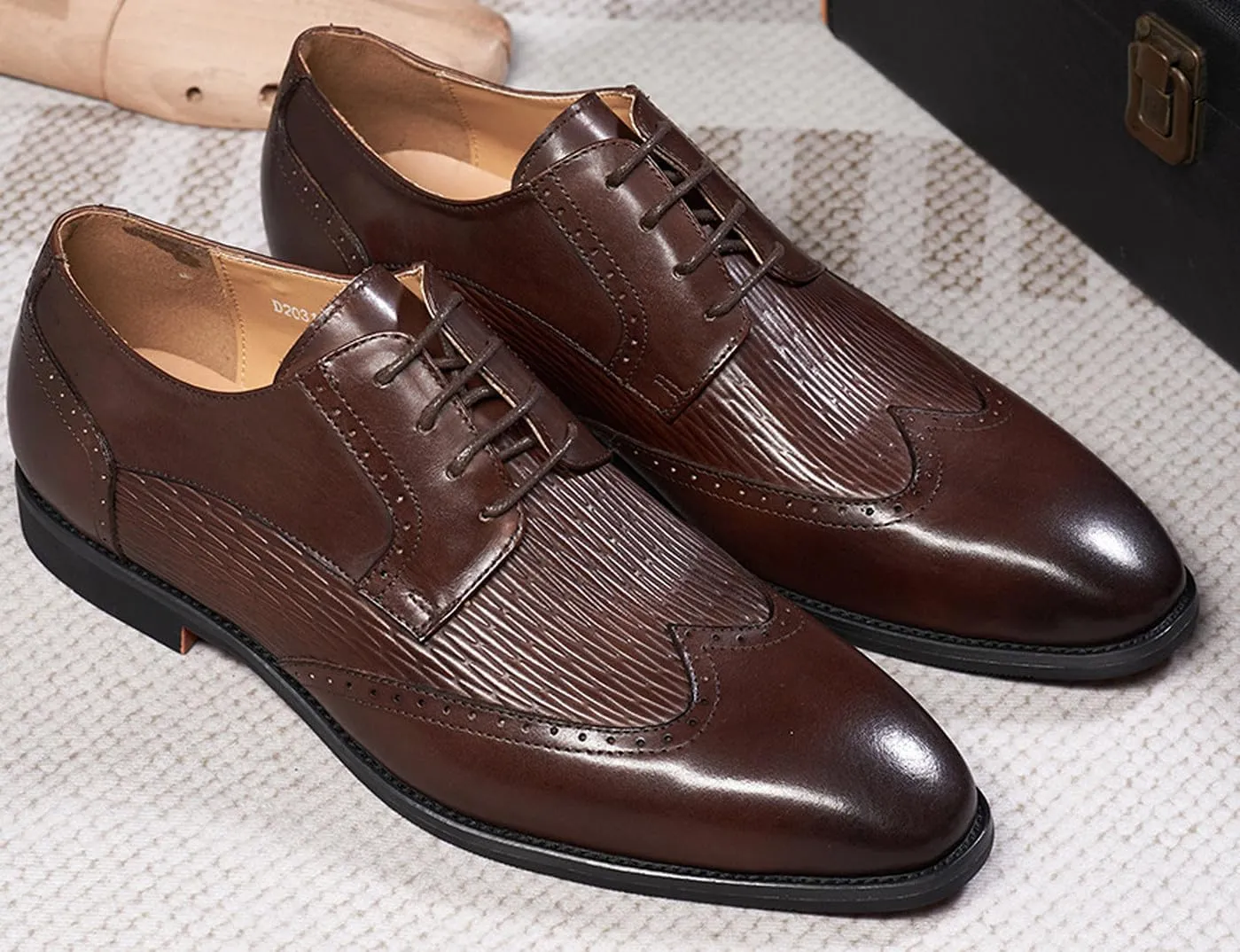 Mens Oxfords Shoes Formal Dress Derby Genunie Leather Wingtip Toe Modern Suit Shoes Men's Fashion Prom Wedding Business Causal Comfortable Tuxedo Shoes for Men