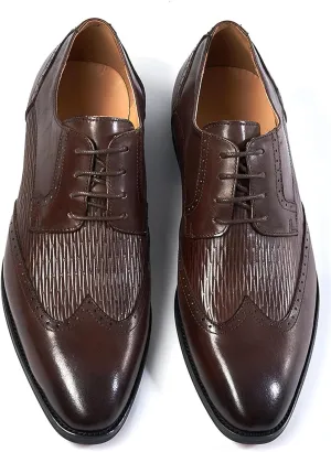 Mens Oxfords Shoes Formal Dress Derby Genunie Leather Wingtip Toe Modern Suit Shoes Men's Fashion Prom Wedding Business Causal Comfortable Tuxedo Shoes for Men