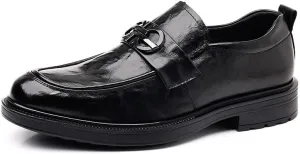 Men’s Platform Oxfords Men Leather Slip-On Dress Shoes Business Wedding Tuxedo Derby Shoes