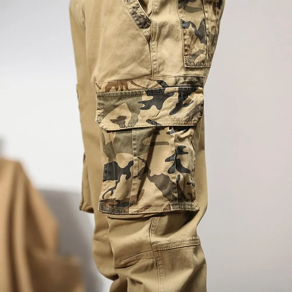 Men's Regular Fit Military Cargo Pants Camouflage Pockets Cotton Work Pants