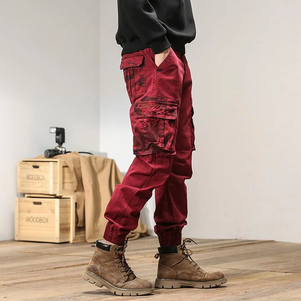 Men's Regular Fit Military Cargo Pants Camouflage Pockets Cotton Work Pants