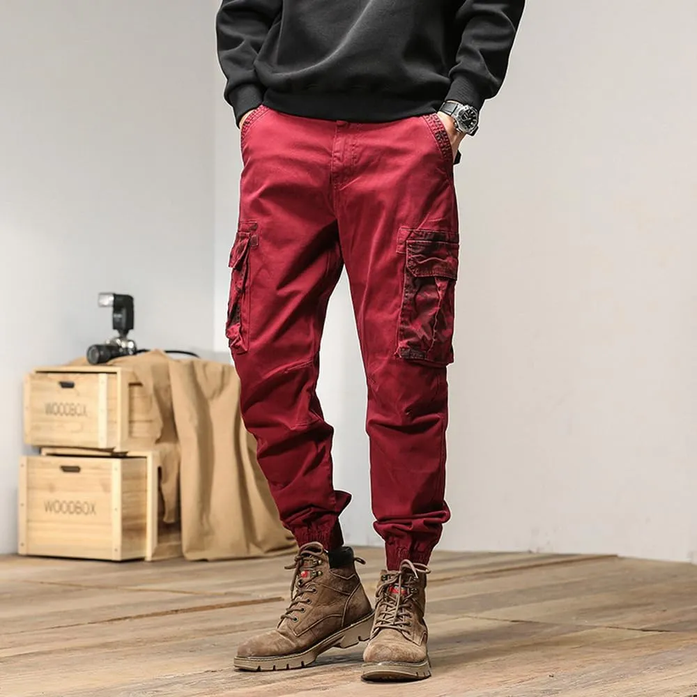 Men's Regular Fit Military Cargo Pants Camouflage Pockets Cotton Work Pants