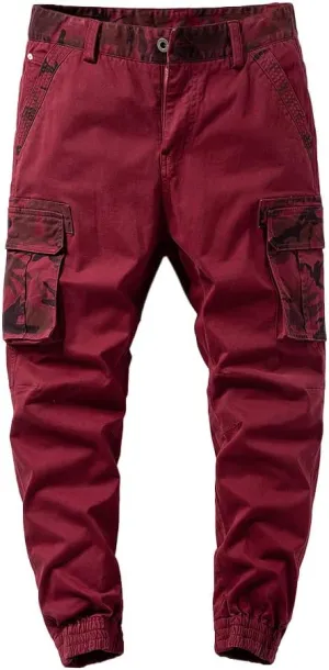 Men's Regular Fit Military Cargo Pants Camouflage Pockets Cotton Work Pants