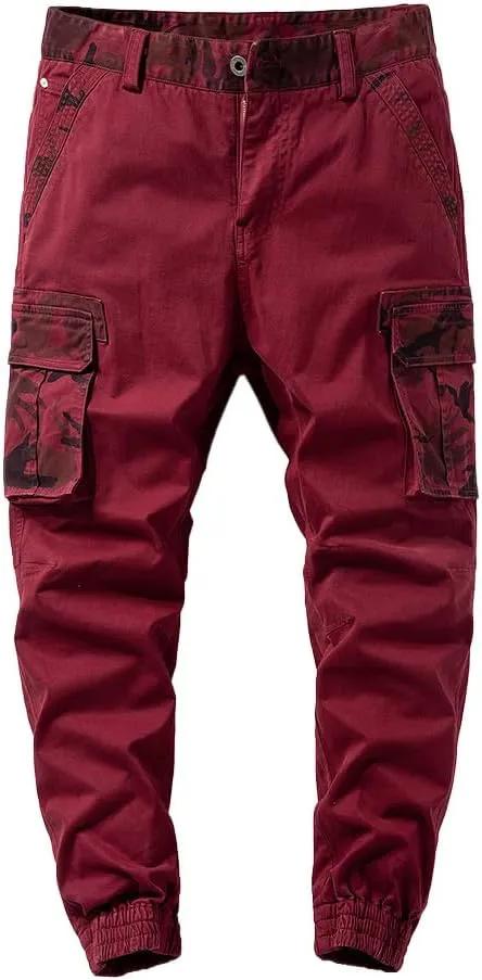 Men's Regular Fit Military Cargo Pants Camouflage Pockets Cotton Work Pants
