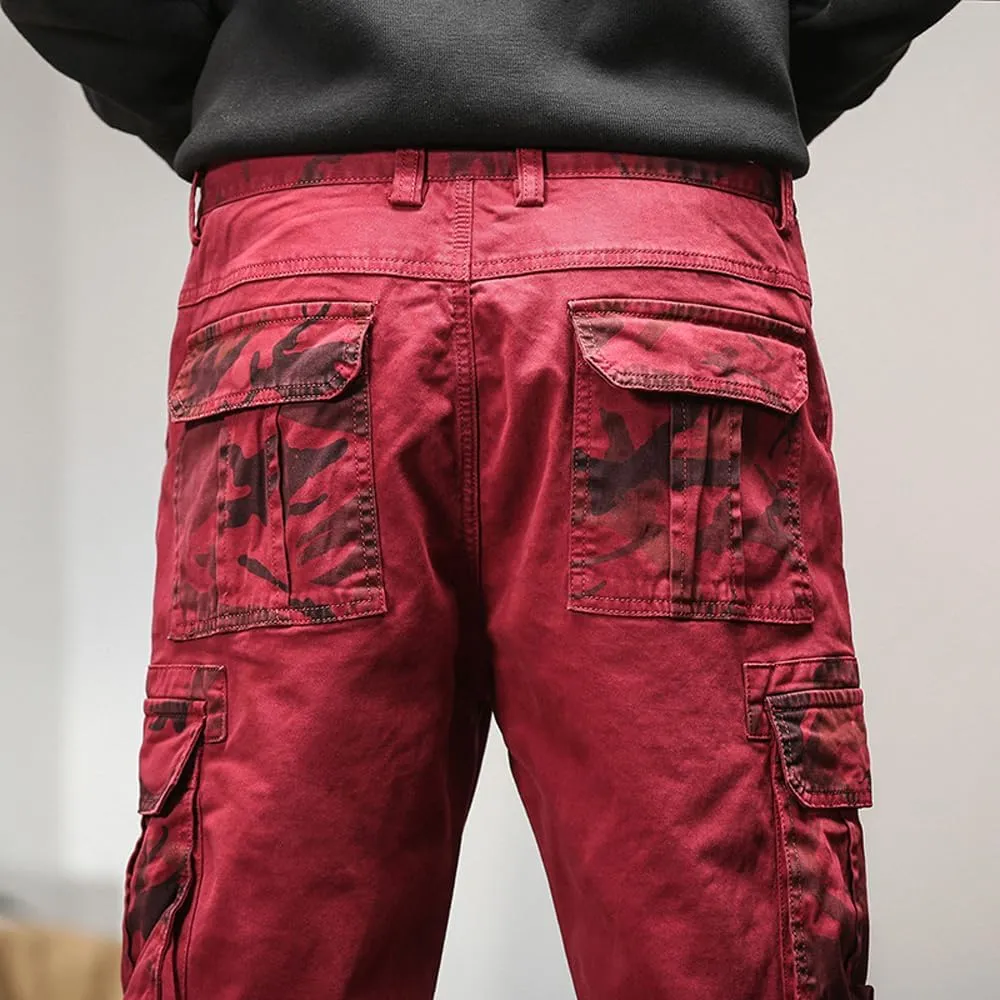 Men's Regular Fit Military Cargo Pants Camouflage Pockets Cotton Work Pants