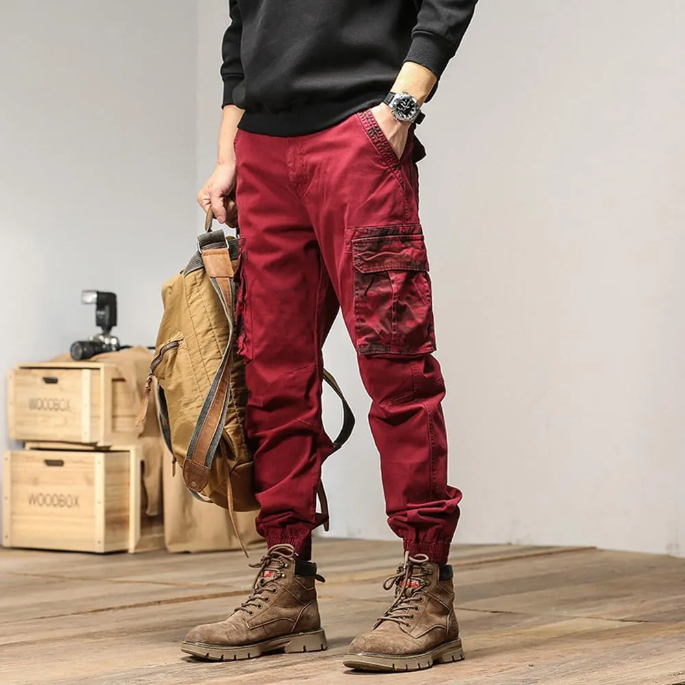 Men's Regular Fit Military Cargo Pants Camouflage Pockets Cotton Work Pants