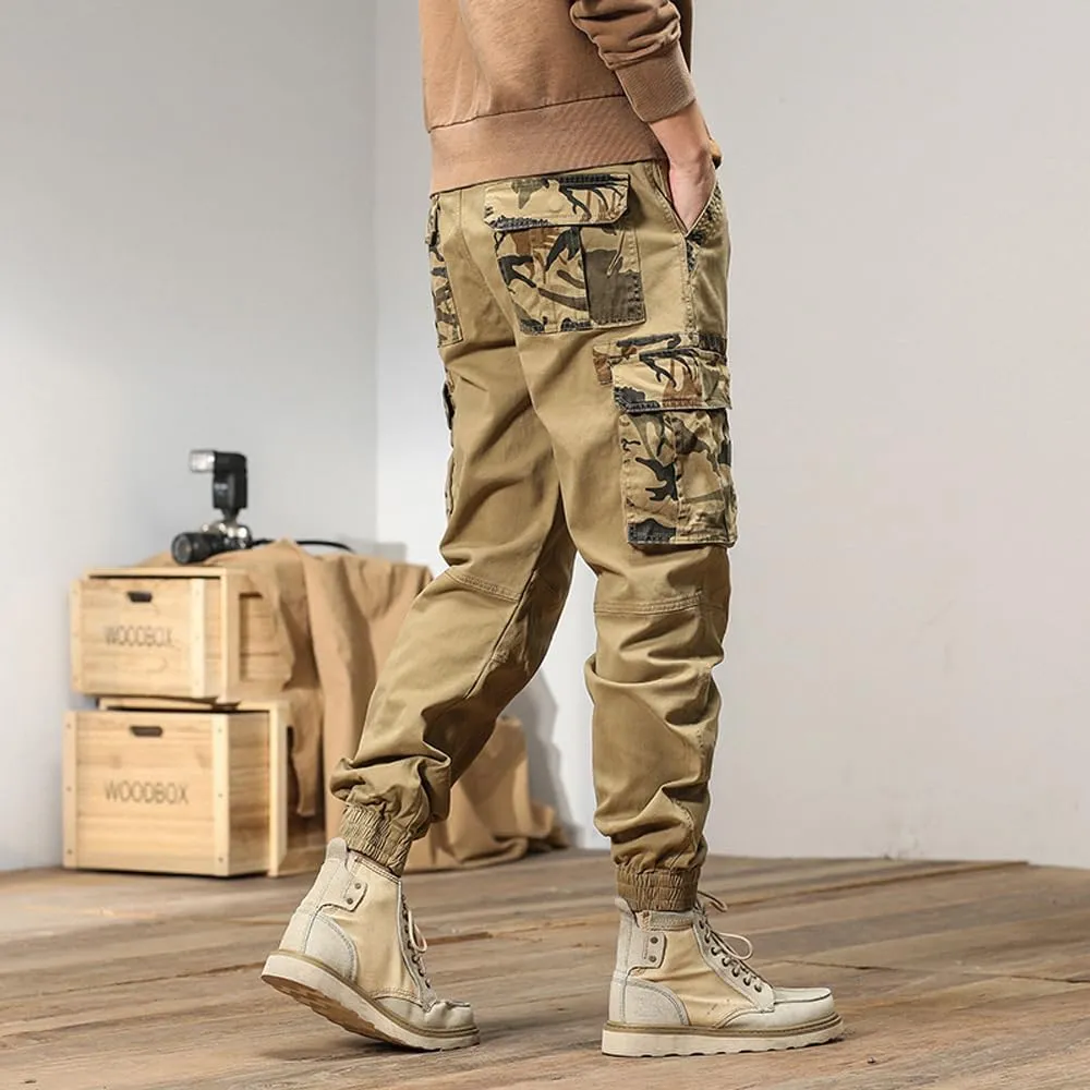 Men's Regular Fit Military Cargo Pants Camouflage Pockets Cotton Work Pants