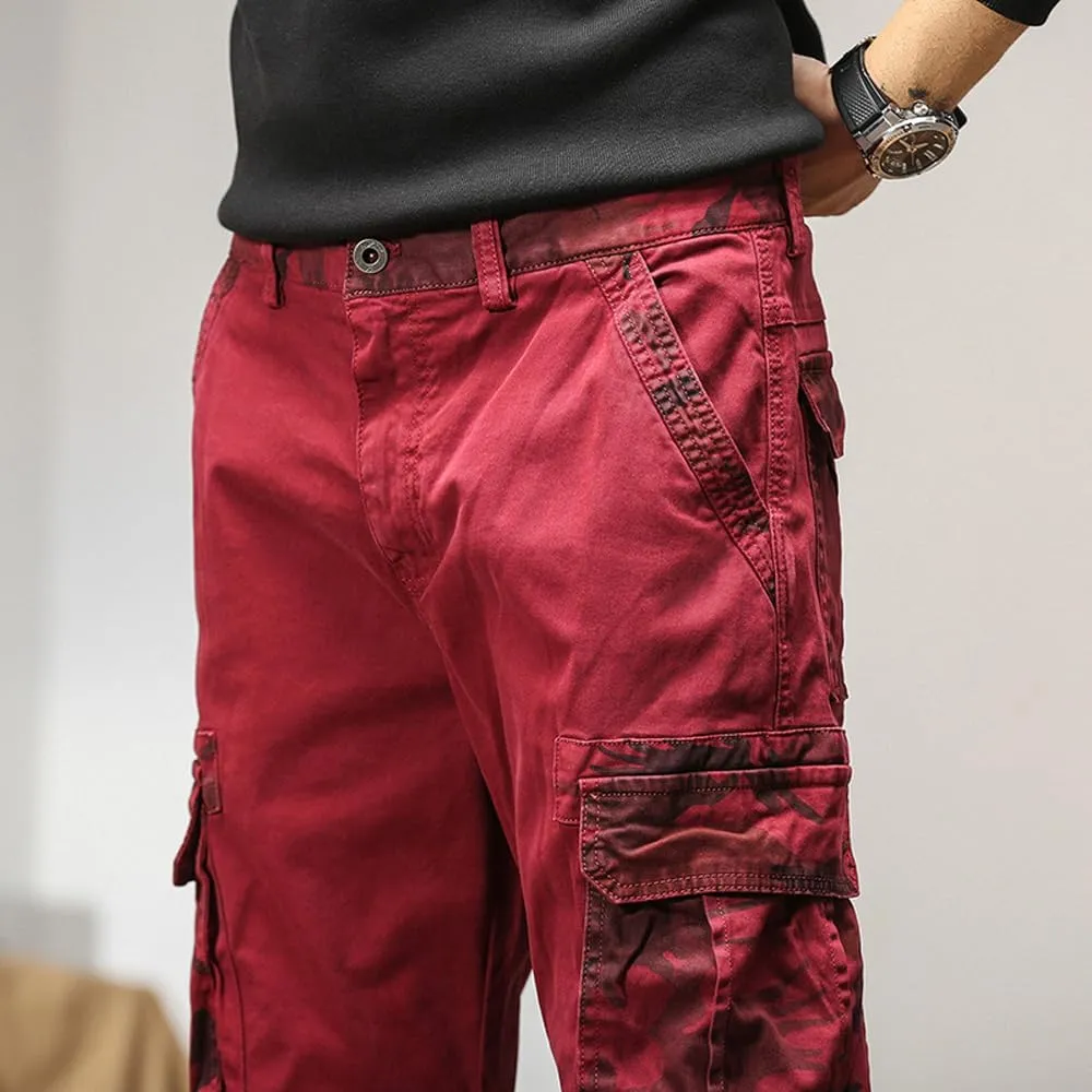 Men's Regular Fit Military Cargo Pants Camouflage Pockets Cotton Work Pants