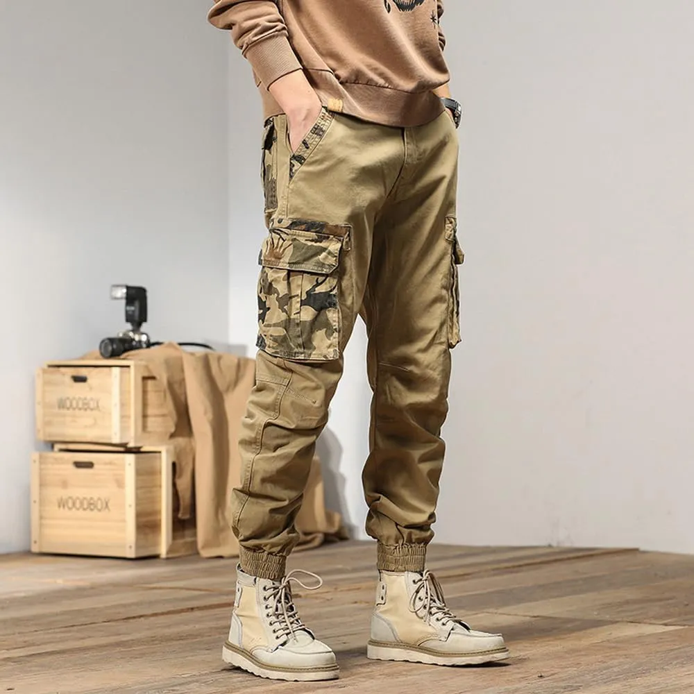 Men's Regular Fit Military Cargo Pants Camouflage Pockets Cotton Work Pants