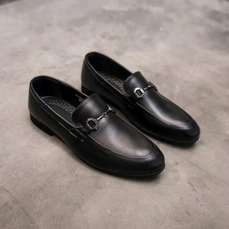 Men's Slip-On Leather Oxford Shoes - Comfortable Lightweight Derby Dress Shoes for Business and Casual Wear