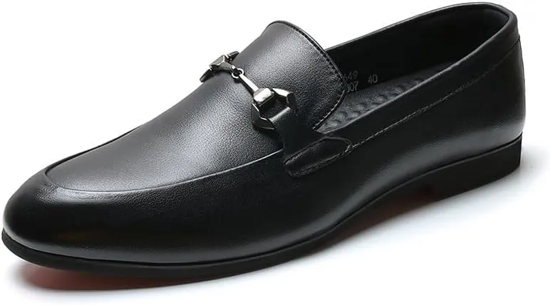 Men's Slip-On Leather Oxford Shoes - Comfortable Lightweight Derby Dress Shoes for Business and Casual Wear