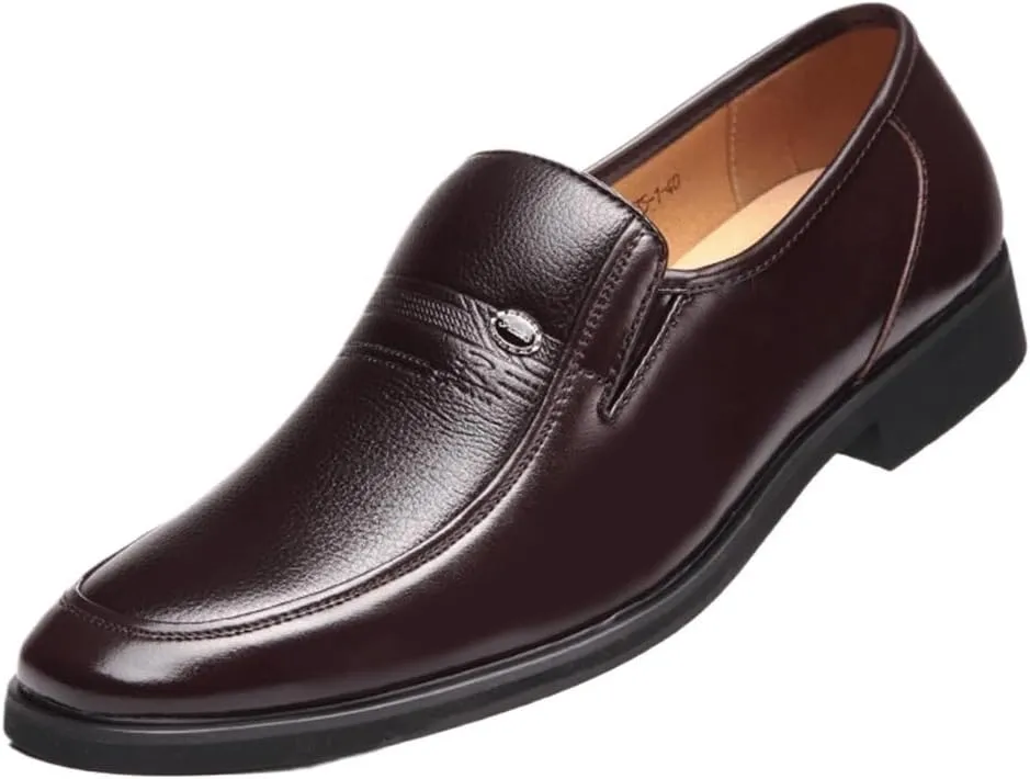 Men's Slip-On Oxford Leather Dress Shoes, Round Toe Crocodile Print Cowhide, Anti-Slip Rubber Sole, Low Top Formal Business Work Tuxedo Shoes