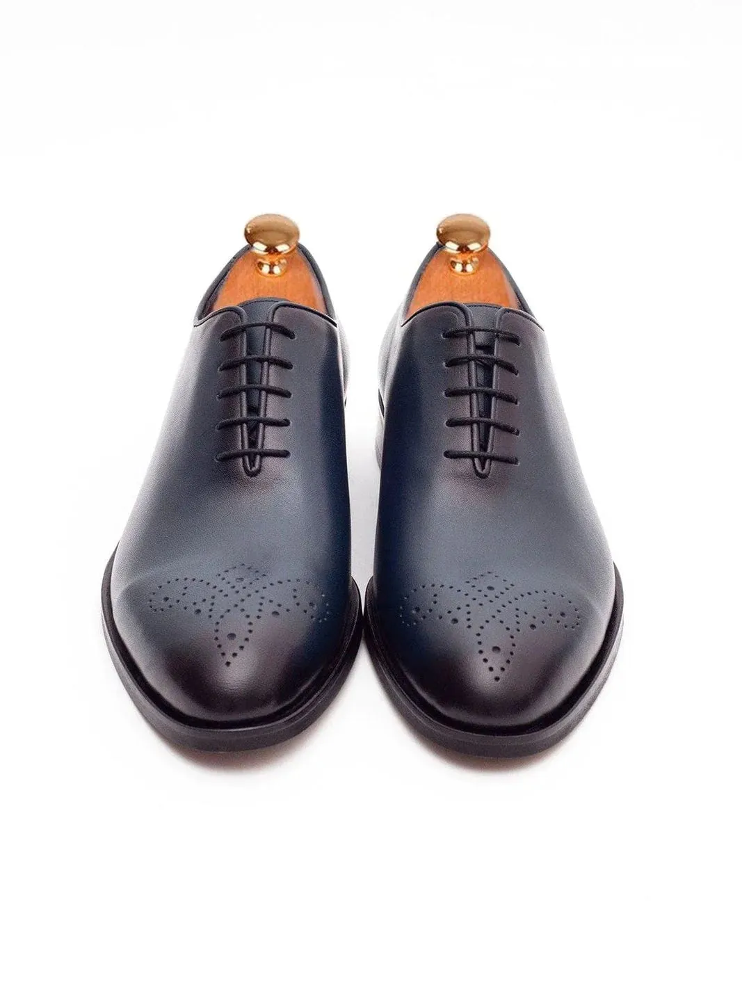 MENS SOLID BLUE WHOLE CUT OXFORD LEATHER DRESS SHOES, MEN OXFORDS SHOES