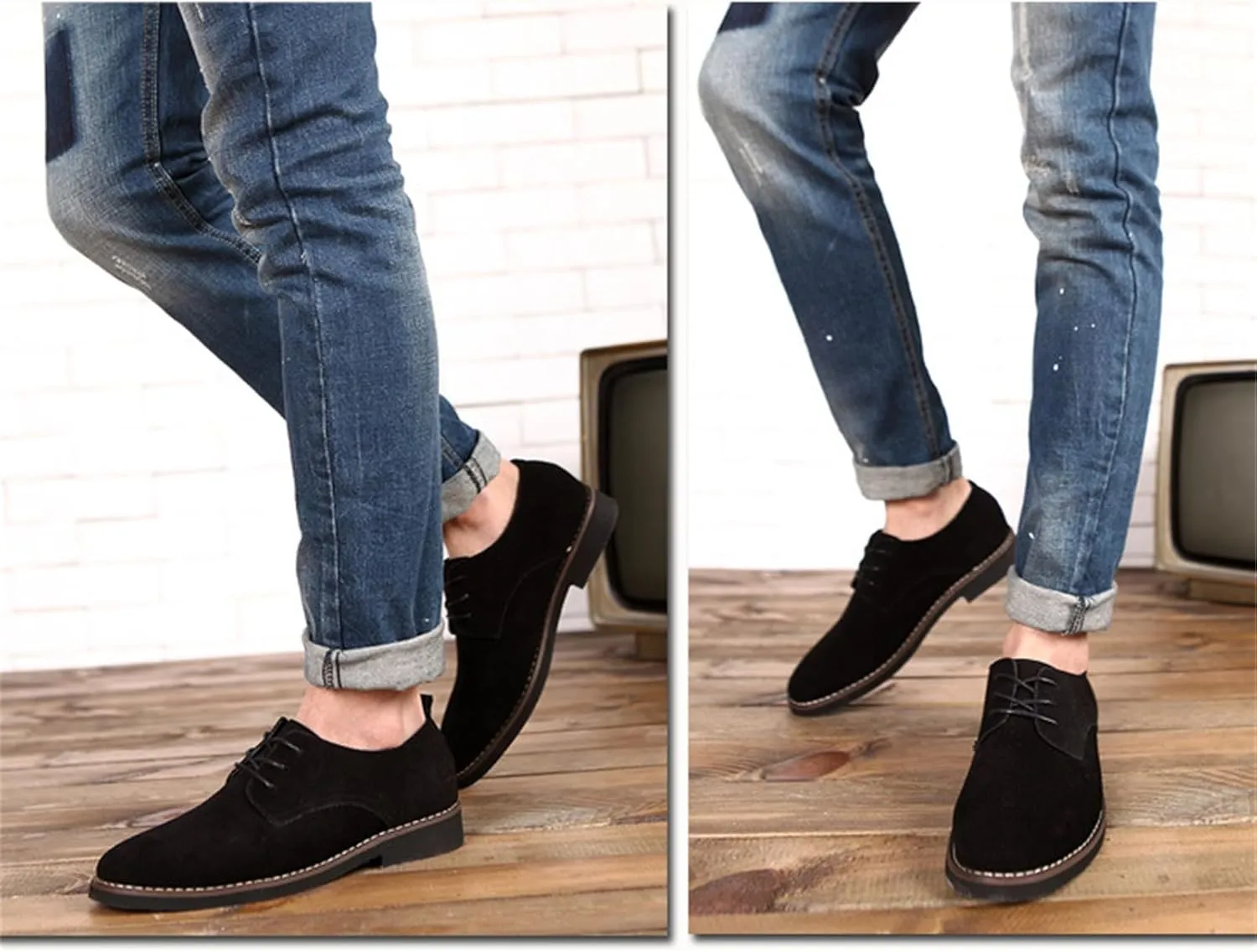 Men's Suede Lace Up Oxfords Classic Wing Tips Dress Shoes Casual Luxury Business Work Office Derby Shoes