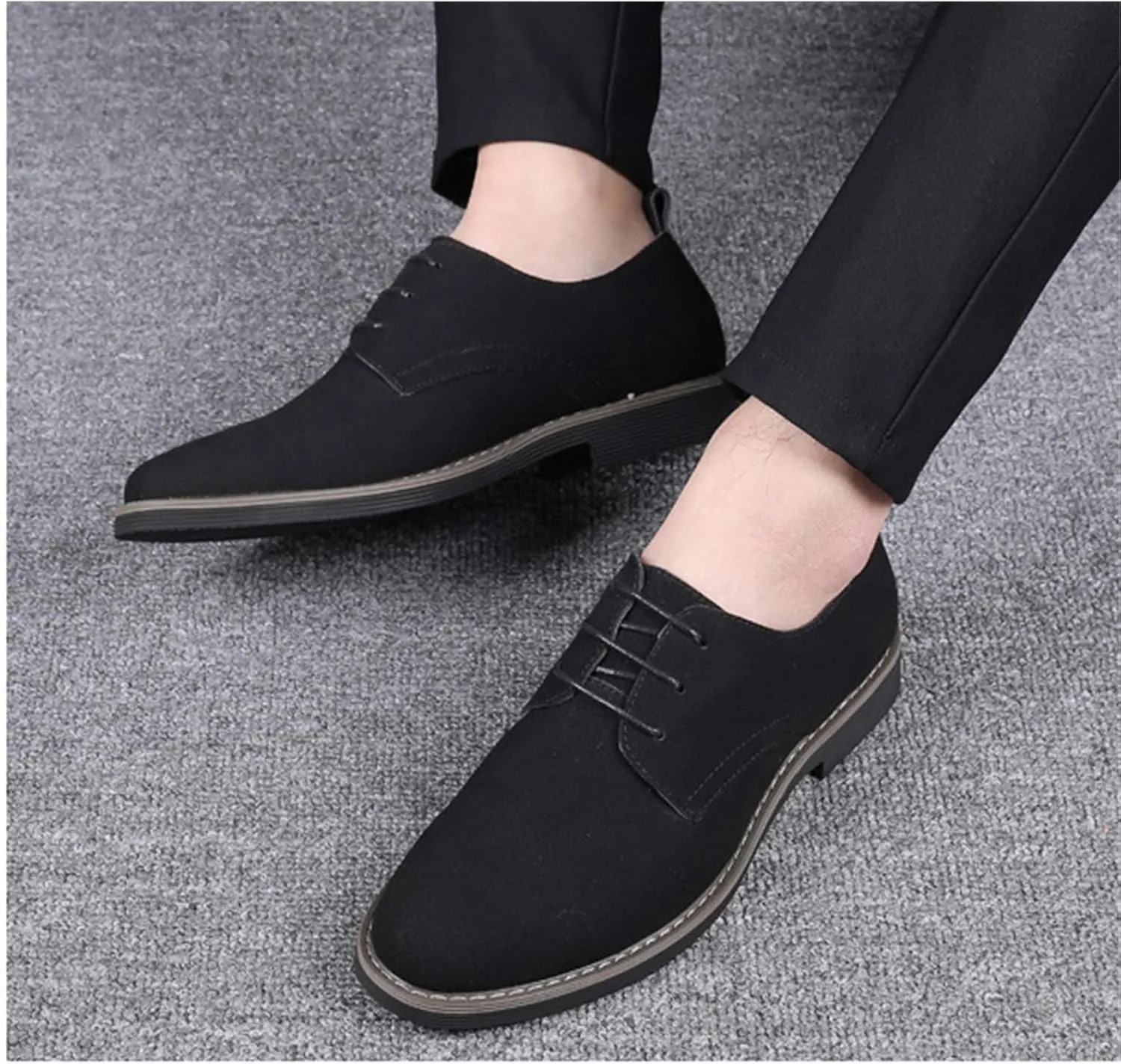 Men's Suede Lace Up Oxfords Classic Wing Tips Dress Shoes Casual Luxury Business Work Office Derby Shoes
