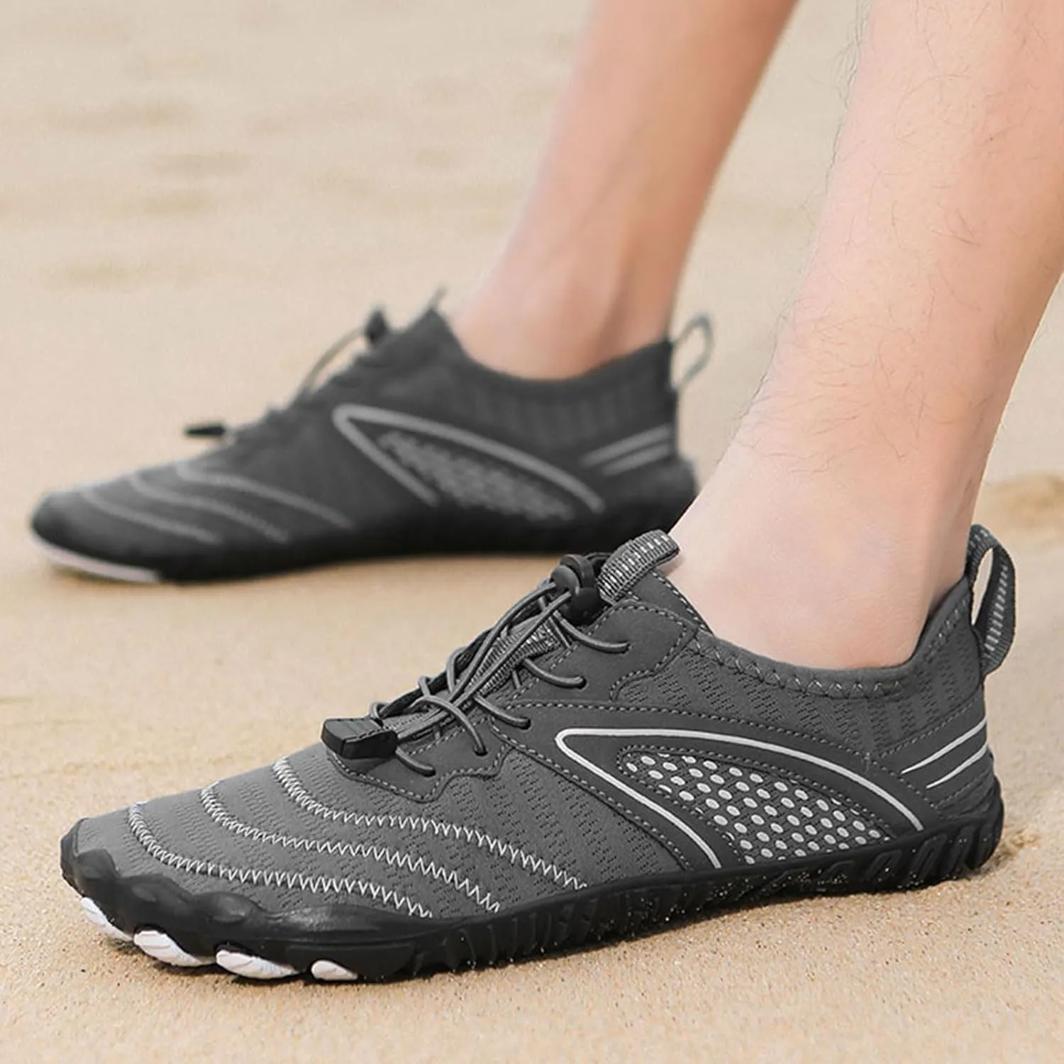 Mens Trail Running Barefoot Shoes, Wide Toe Box Minimalist Sneakers, Zero Drop Grounding Shoes with Copper, Soft Comfortable Grounded Footwear, Pro Water Travel, Non Slip Breathable Hike Men
