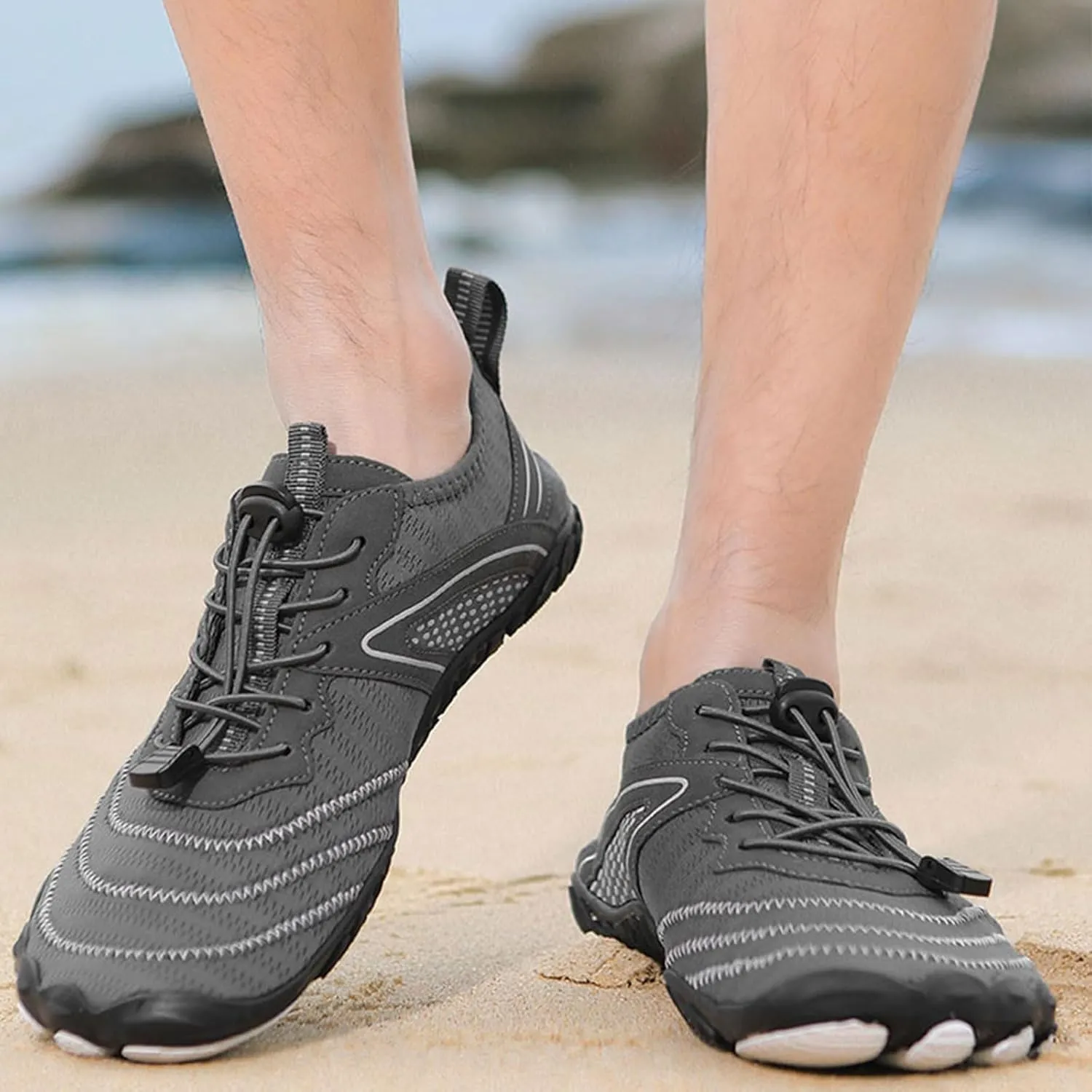 Mens Trail Running Barefoot Shoes, Wide Toe Box Minimalist Sneakers, Zero Drop Grounding Shoes with Copper, Soft Comfortable Grounded Footwear, Pro Water Travel, Non Slip Breathable Hike Men